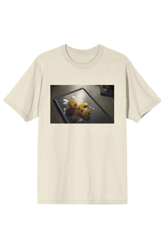 Shrek Gingerbread Man Screenshot Crew Neck Short Sleeve Natural Unisex Adult T-shirt