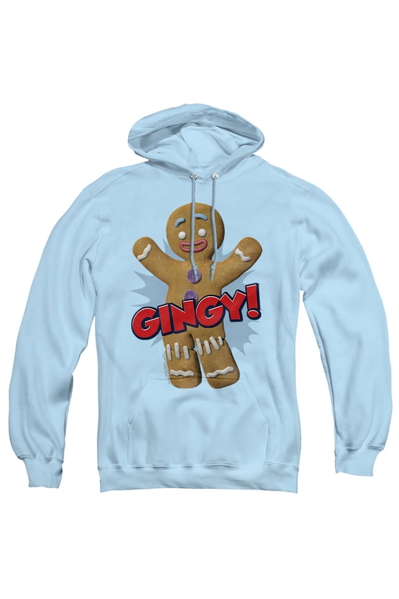 Shrek Gingy Unisex Adult Pull-Over Hoodie, Light Blue, 2X-Large