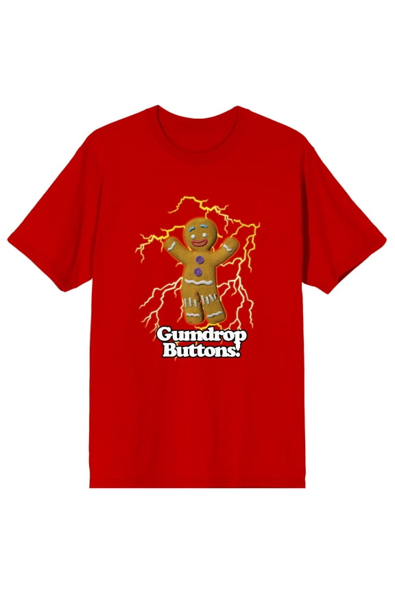 Shrek Gumdrop Buttons Crew Neck Short Sleeve Red Men's T-shirt-3XL