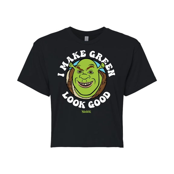 Shrek - I Make Green Look Good - Juniors Cropped Cotton Blend T-Shirt