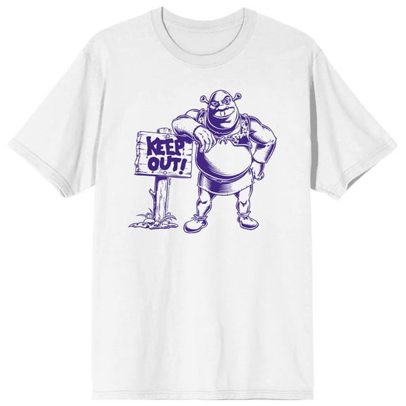 Shrek Keep Out Sign Crew Neck Short Sleeve Men's White T-shirt-Medium