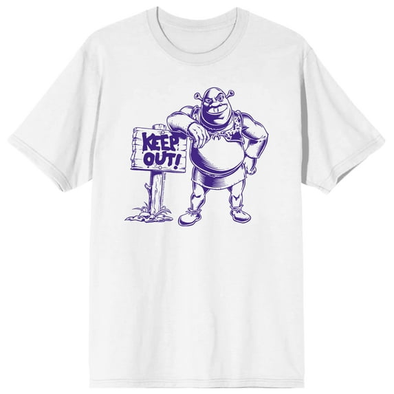 Shrek Keep Out Sign Crew Neck Short Sleeve Men's White T-shirt-XS