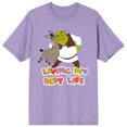 thumbnail image 1 of Shrek Living My Best Life Crew Neck Short Sleeve Purple Haze Women's T-shirt-Medium, 1 of 3