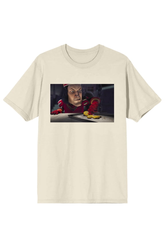 Shrek Lord Farquaad Screenshot Crew Neck Short Sleeve Natural Men's T-shirt-XL