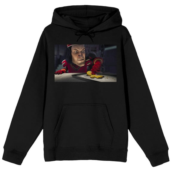 Shrek Lord Farquaad Screenshot Long Sleeve Black Adult Hooded Sweatshirt-Medium