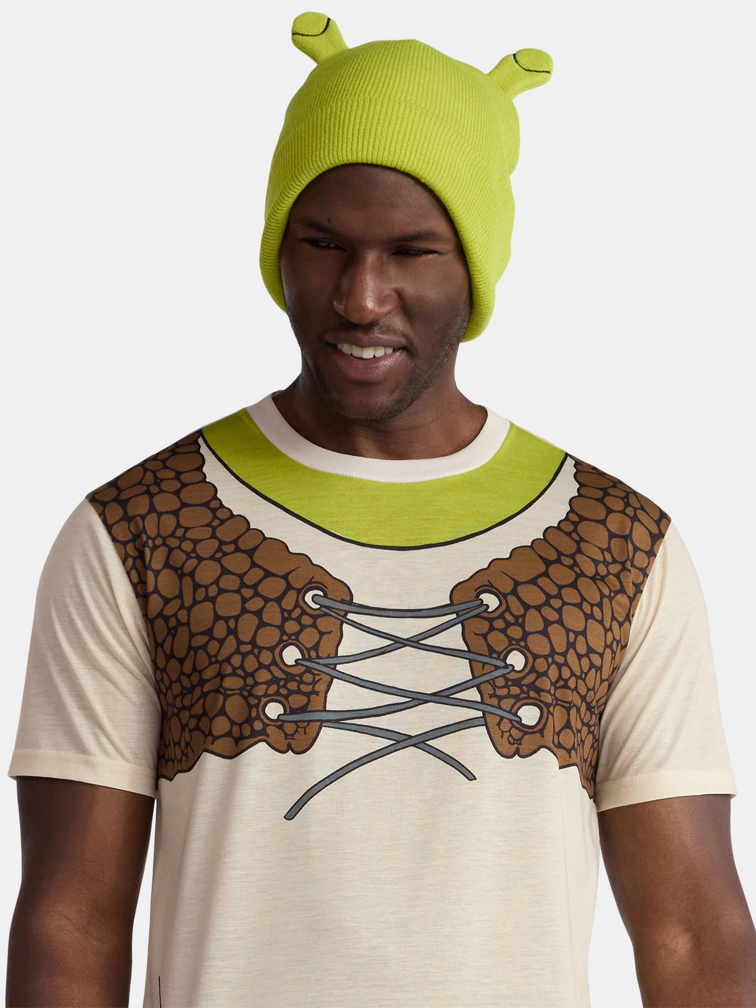 Shrek, Men's & Big Men's Graphic Halloween Cosplay T-Shirt and Matching Character Beanie, Sizes XS-3XL