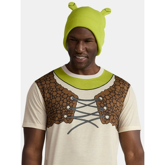 Shrek, Men's & Big Men's Graphic Halloween Cosplay T-Shirt and Matching Character Beanie, Sizes XS-3XL