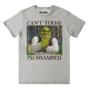 Shrek Men's Short Sleeve T-Shirt "Can't Today I'm Swamped" Funny Meme Tee Light Grey