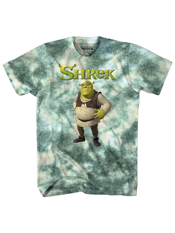 Men's Shirt, Graphic Print Shrek Tie Dye T-Shirt Green Grey Dye - M