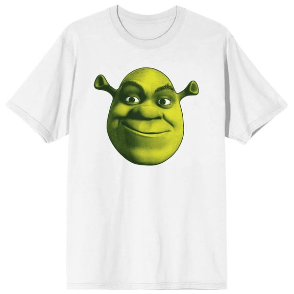 Shrek Oversized Ogre Face Crew Neck Short Sleeve Men's White T-shirt-Medium
