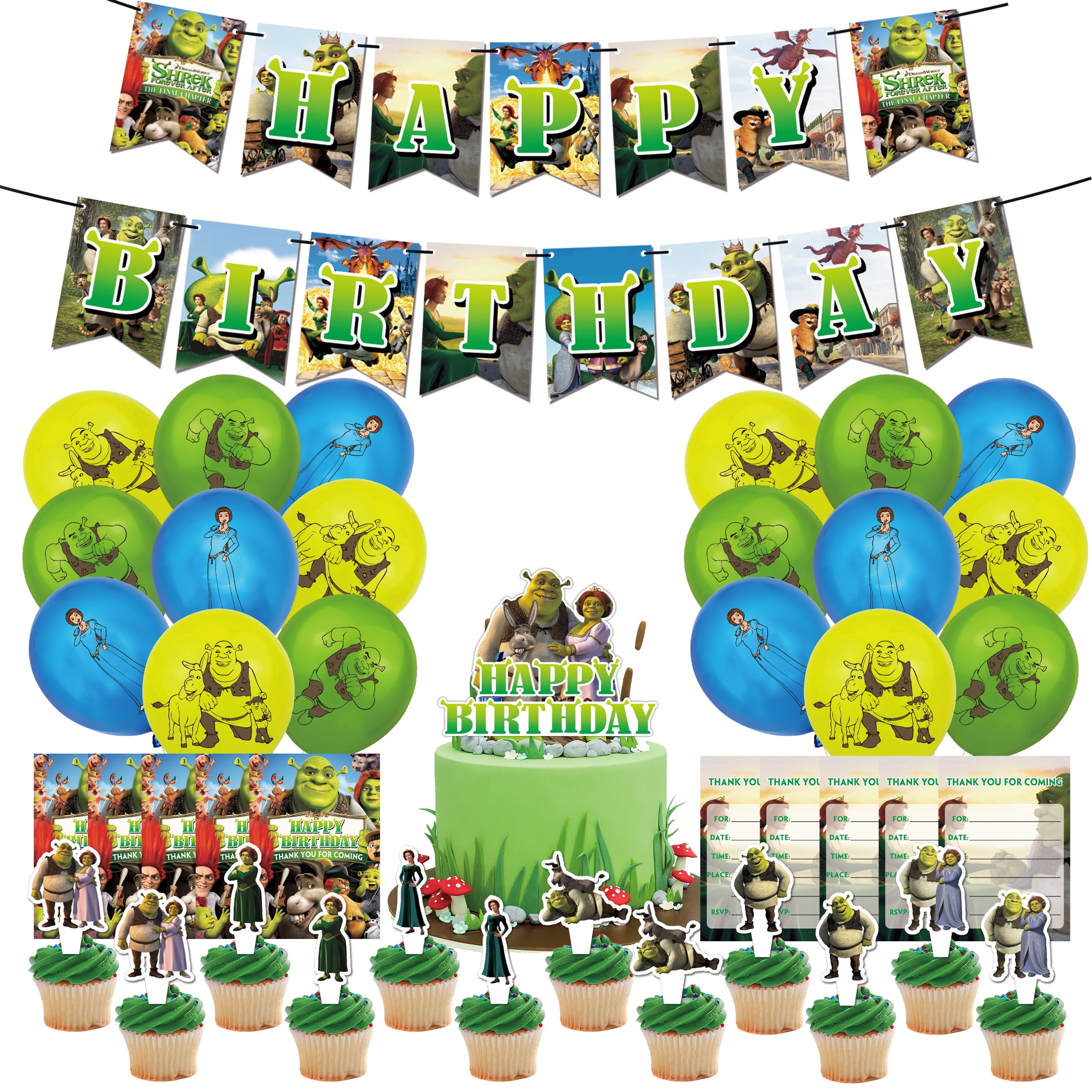 Shrek Party Decorations, 56 Pcs Cartoon Monster of Shrek Birthday Party