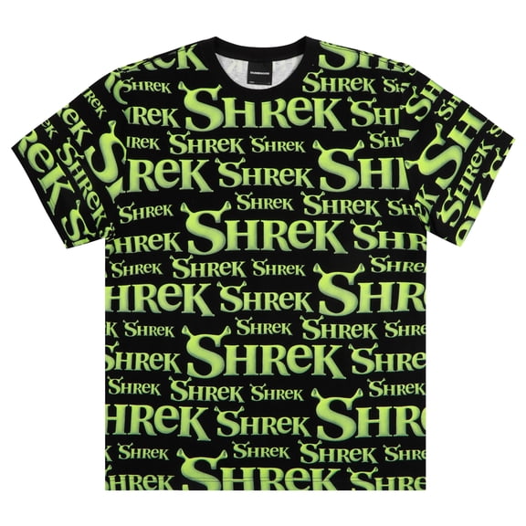 Shrek Repeat Logo Adult Black Crew Neck Short Sleeve T-shirt Large