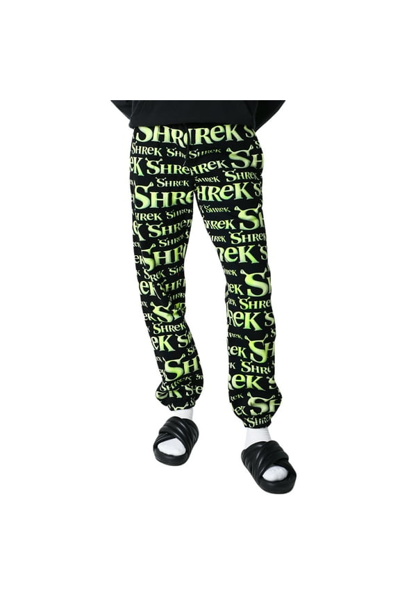 Shrek Repeat Logo Adult Black Sweatpants Medium