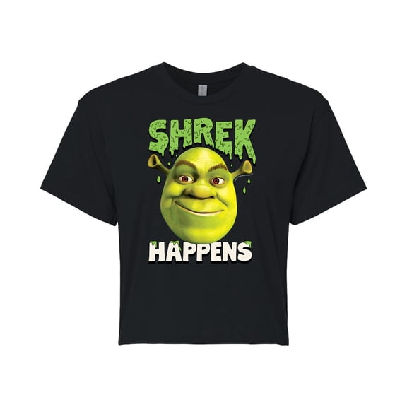 Shrek - Shrek Happens - Juniors Cropped Cotton Blend T-Shirt