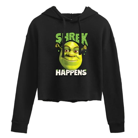 Shrek - Shrek Happens - Juniors Cropped Pullover Hoodie