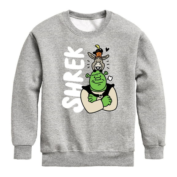 Shrek - Shrek Stacked Characters - Toddler & Youth Crewneck Fleece Sweatshirt
