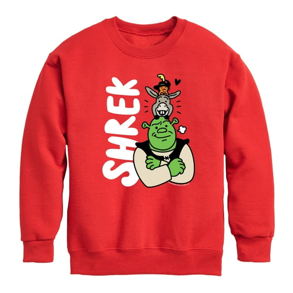 Shrek - Shrek Stacked Characters - Toddler And Youth Crewneck Fleece Sweatshirt