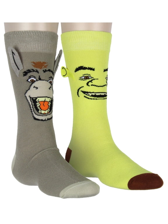 Socks Donkey And Shrek 3D Ears Character Face Design Adult Crew Socks For Men Women 1 Pair
