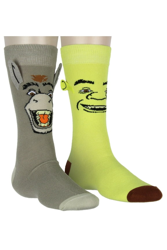 Shrek Socks Donkey And Shrek 3D Ears Character Face Design Adult Crew Socks For Men Women 1 Pair