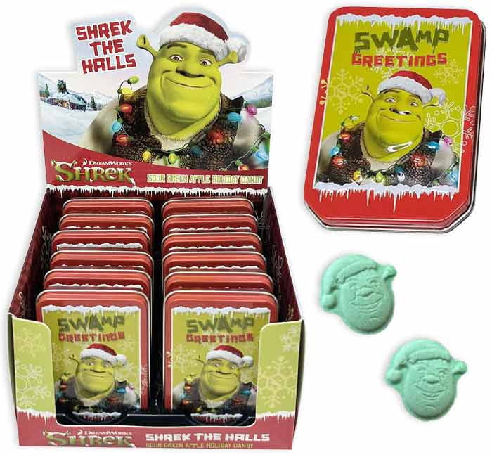Shrek Sour Green Apple Holiday Candies, 12 Count, 1.0 oz Tin
