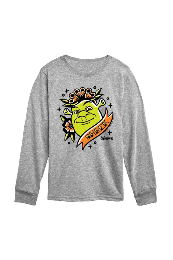 - Tattoo Portrait - Youth Boys Long Sleeve Graphic T-Shirt