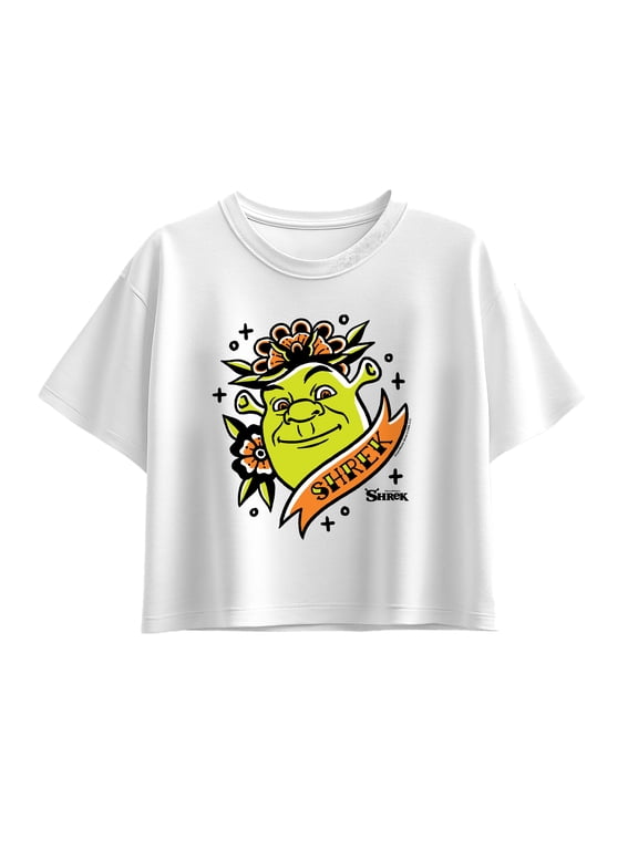 - Tattoo Portrait Girls' Short Sleeve Boxy Graphic T-Shirt