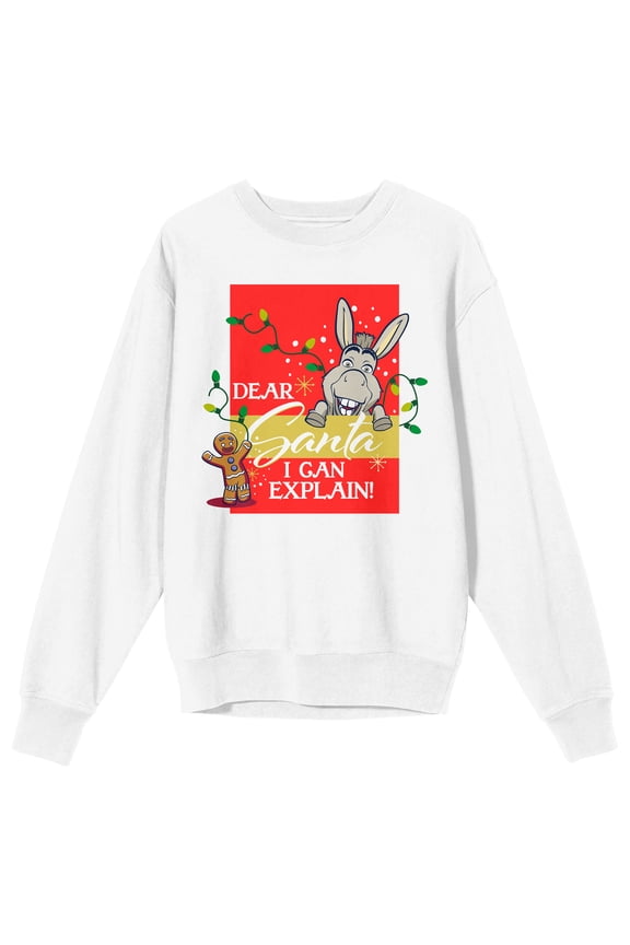 Shrek The Halls Donkey Gingerbread Man Sweatshirt for Men-XXL