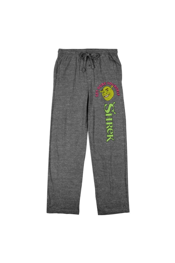 Shrek Title Art and Character Men's Heather Gray Sleep Pajama Pants-XXL