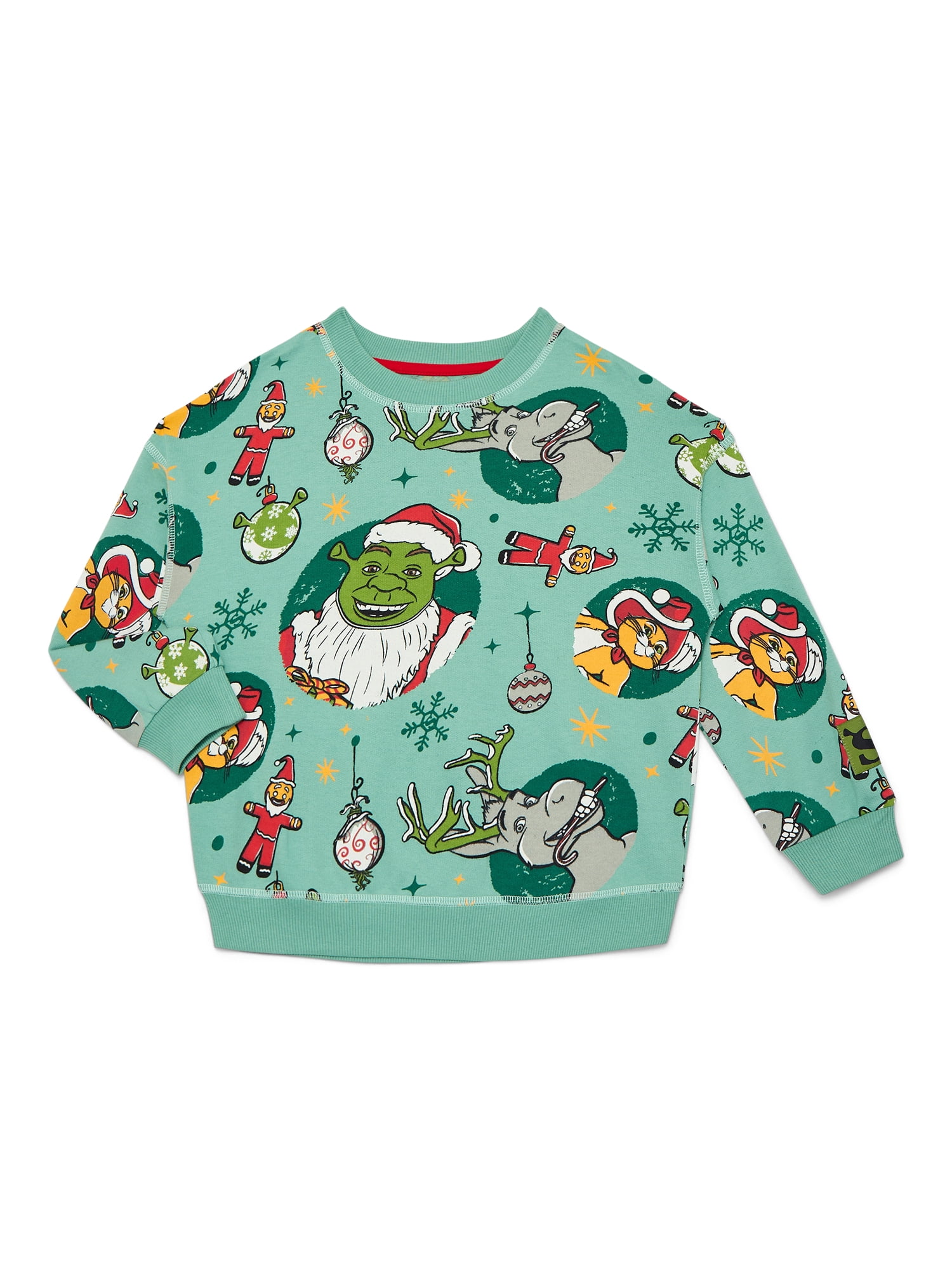 Shrek Toddlers' Christmas Print Crewneck Sweatshirt with Long Sleeves, Sizes 12M-5T