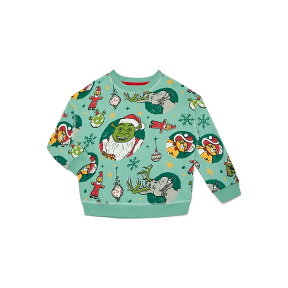 Shrek Toddlers' Christmas Print Crewneck Sweatshirt with Long Sleeves, Sizes 12M-5T