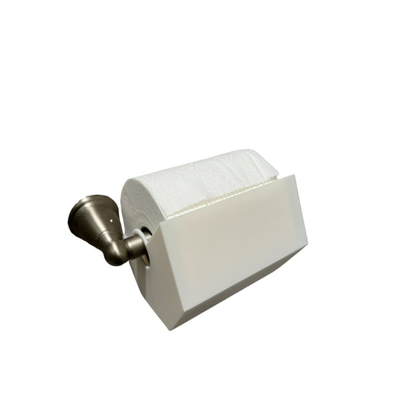 Angled Toilet Paper Guard | Toilet Paper Bottom Protector | Pet & Toddler Proof Toilet Paper Saver | Prevents Wasted TP | Universal Fit for Standard Holders | Durable Bathroom Accessory White