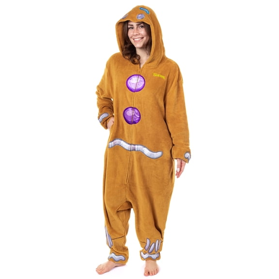 Shrek Union Suit Men's Kigurumi Gingy Gingerbread Man One Piece Hooded Pajama Costume