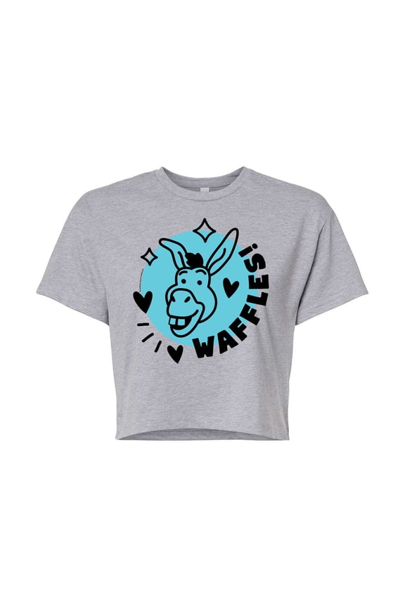 - Waffles Donkey - Juniors Cropped Cotton Blend T-Shirt