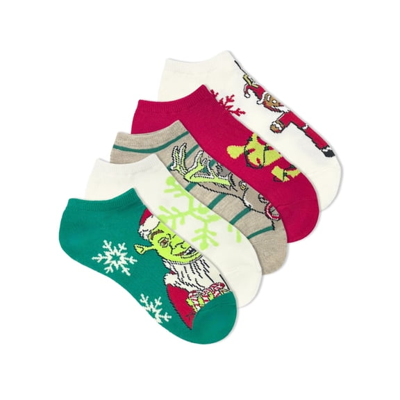 Shrek Women's Holiday No-Show Socks, 5-Pack, Size 4-10