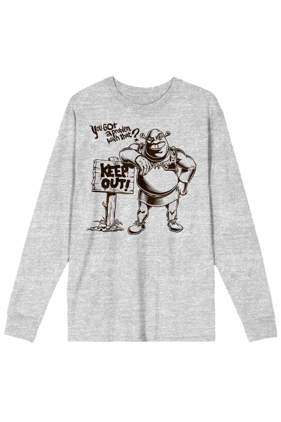 Shrek You Got A Problem With That Crew Neck Long Sleeve Athletic Heather Adult Tee