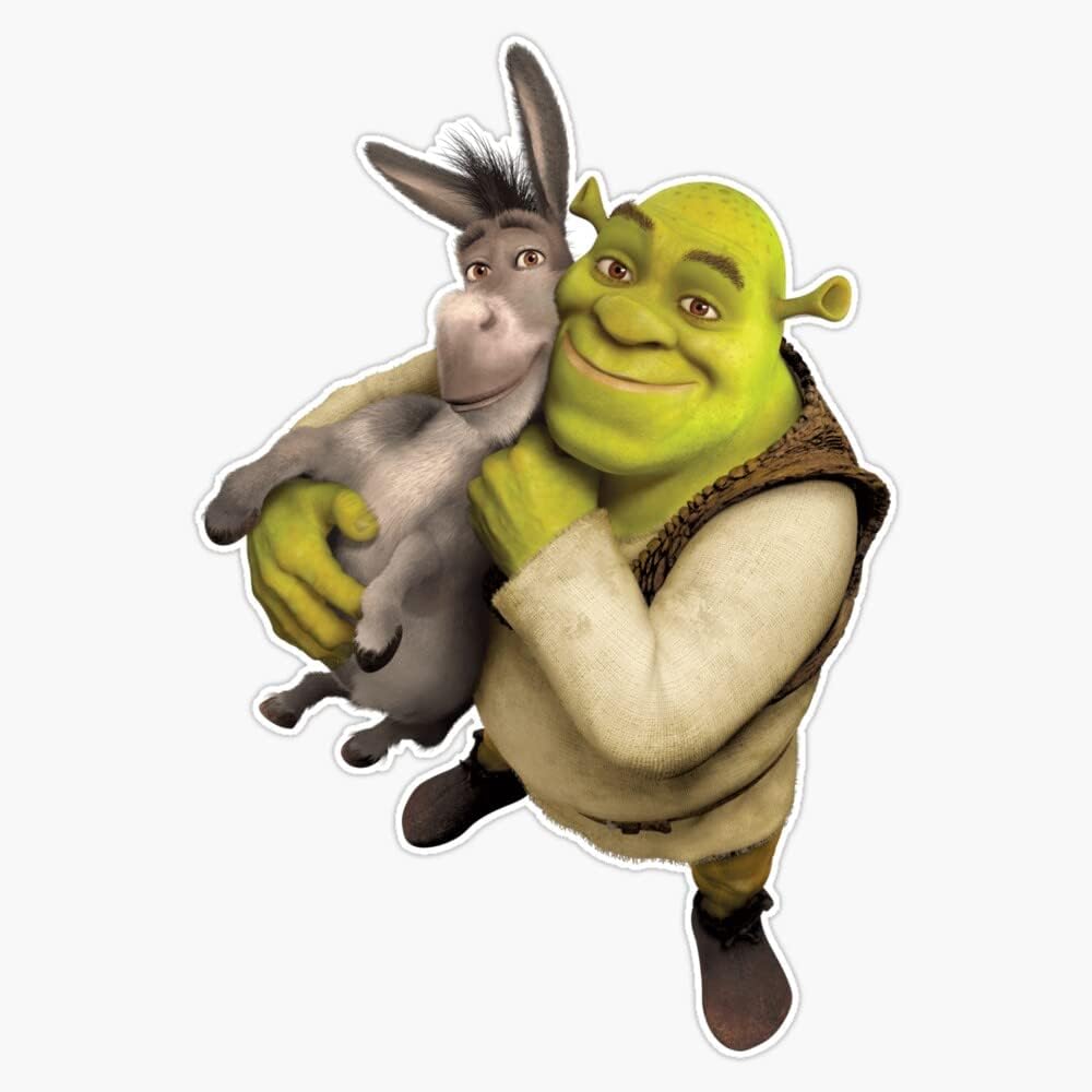 Shrek and Donkey Bumper Sticker Vinyl Decal 5 inches (10 PCs/Pack