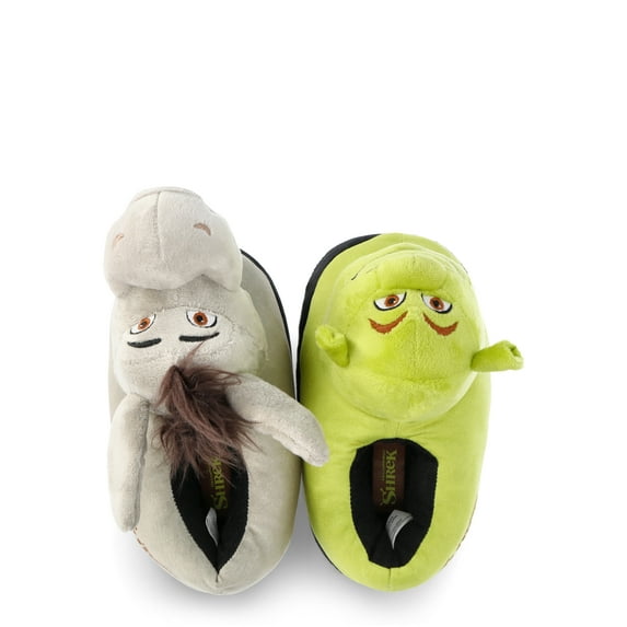 Shrek and Donkey Little and Big Boys’ Plush 3D Slippers, Sizes 11-5