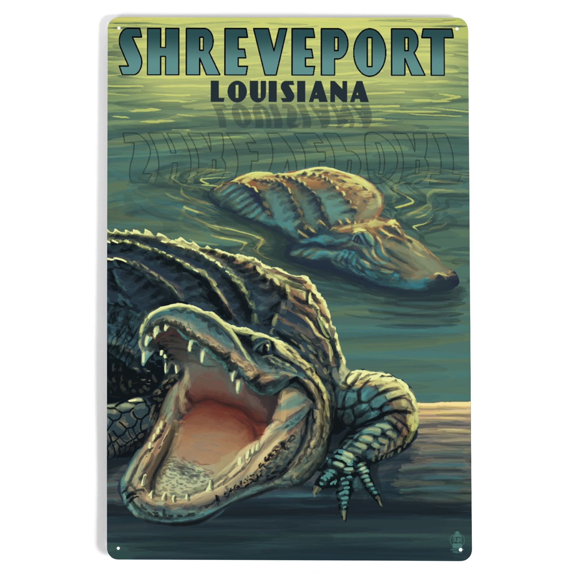 Shreveport, Louisiana, Alligators (12x18 Aluminum Art, Indoor Outdoor
