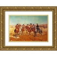 thumbnail image 1 of Shreyvogel, Charles 14x11 Gold Ornate Wood Framed with Double Matting Museum Art Print Titled - Custers Demand, 1 of 4