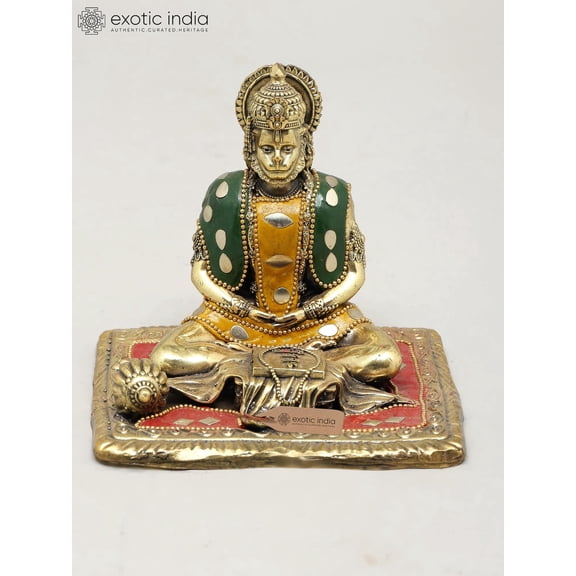 Shri Ram Bhakta Hanuman Superfine Brass Statue Inlay Work