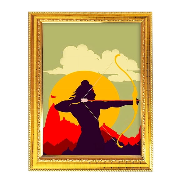 Shri Ram Indian God Golden Photo Frames Wall Poster Table 8.3X6.5 Inches
