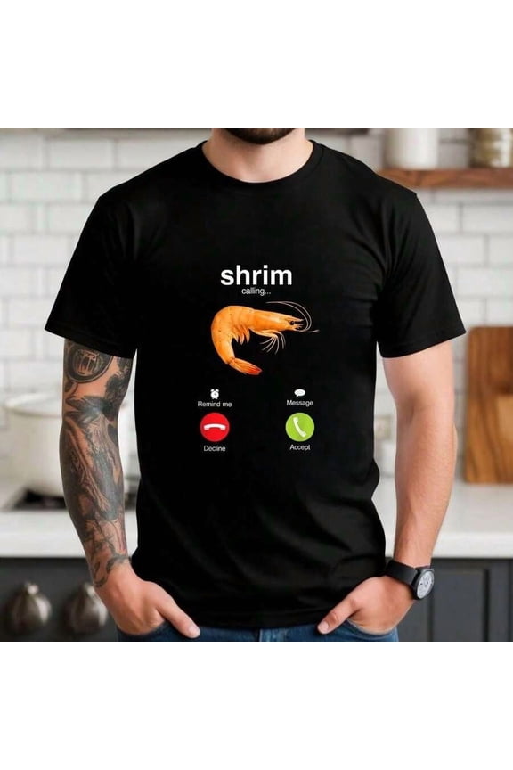 "Shrim" Is Calling Misspelled Funny Shrimp Calling Meme T-Shirt Oversized Men Shirt Cool T Shirts Men Minimalist Aesthetic T Shirt Cheers 2025 Shirt For Guys Sarcastic Mens T Shirt Gift