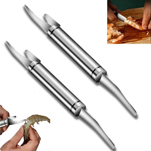 Shrimp Deveiner Tool and Peeler Set, Stainless Steel Multifunctional Shrimp Deveining Tool, Portable Seafood Deveiner Tool Practical Kitchen Toolsr, for Home & Outdoor Use