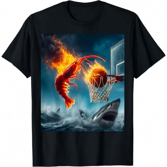 Shrimp Dunking On Shark Funny Fishing Meme T-Shirt