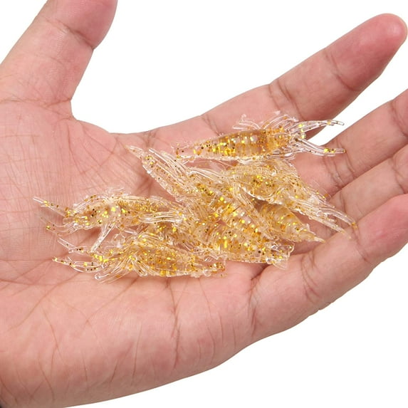 Shrimp Fishing Lures,20pcs Soft Shrimp Lure Baits Soft Lure Worms Glow Simulation Prawn Shrimps Fishing Tackle Lures baits for Bass Walleye Trout