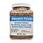 Shrimp GROWER 45% Protein Sinking Pellets, 1/16" x 3/8" Pellets for Shrimp, Snails, Crabs, Catfish, Plecos for All Tropical Fish, Pellets by Zeigler..12oz Small Jar
