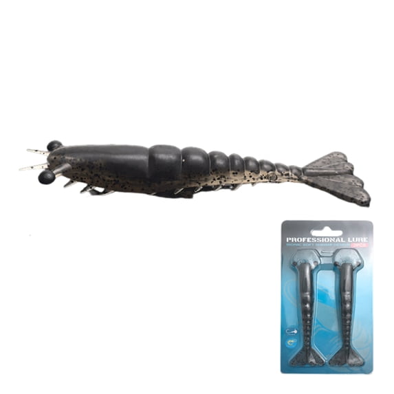 Shrimp Lure, Sinking Soft Plastic Realistic Design Ironclad Style Bionic Weighted Prawn Bait Artificial Tackle of Bass Redfish Saltwater Fishing 4.53 in 10 g 2 Pack