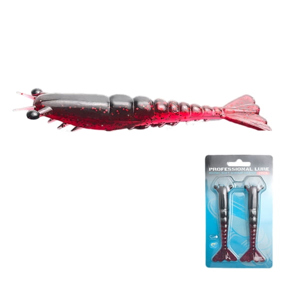 Shrimp Lure, Sinking Soft Plastic Realistic Design Ironclad Style Bionic Weighted Prawn Bait Artificial Tackle of Bass Redfish Saltwater Fishing 4.53 in 10 g 2 Pack