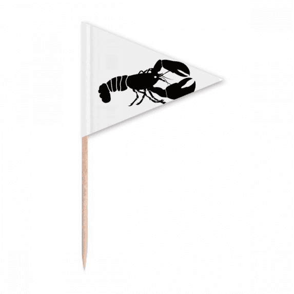 Shrimp Marine Life Black Illustration Toothpick Triangle Cupcake Toppers Flag