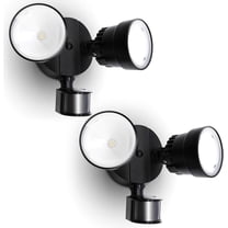 Shrimp P6221B-PIR24 2000 Lumen 18 Watt 26 LED Motion Activated Integrated Dual-Head Floodlight Outdoor, IP54 Waterproof Exterior Security Wall Light for Patio, Garden, Yard - Black, 2 Pack